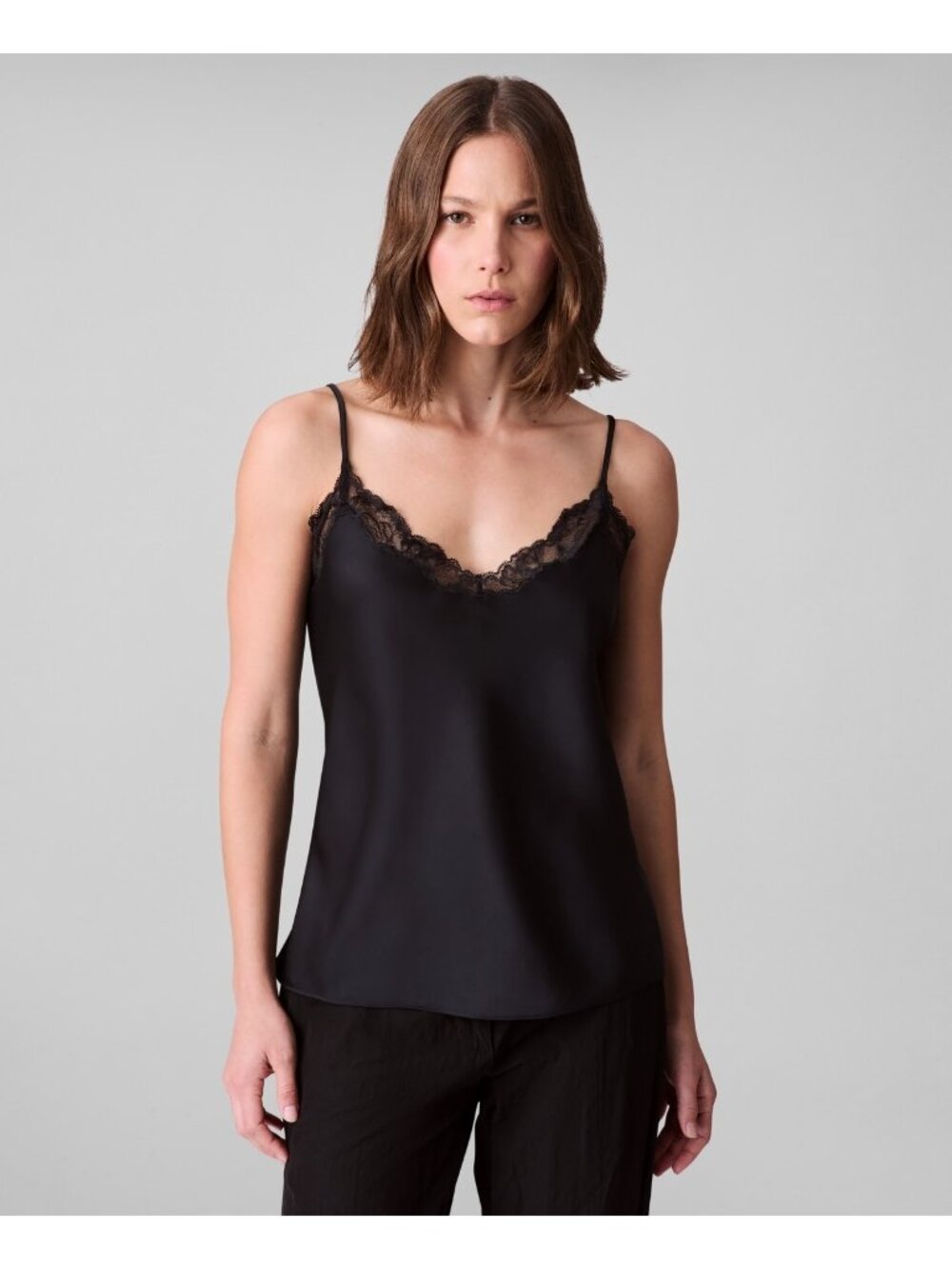 Calvin Klein Women's Lace-Trim polyester V-Neck Camisole Black Size M $89